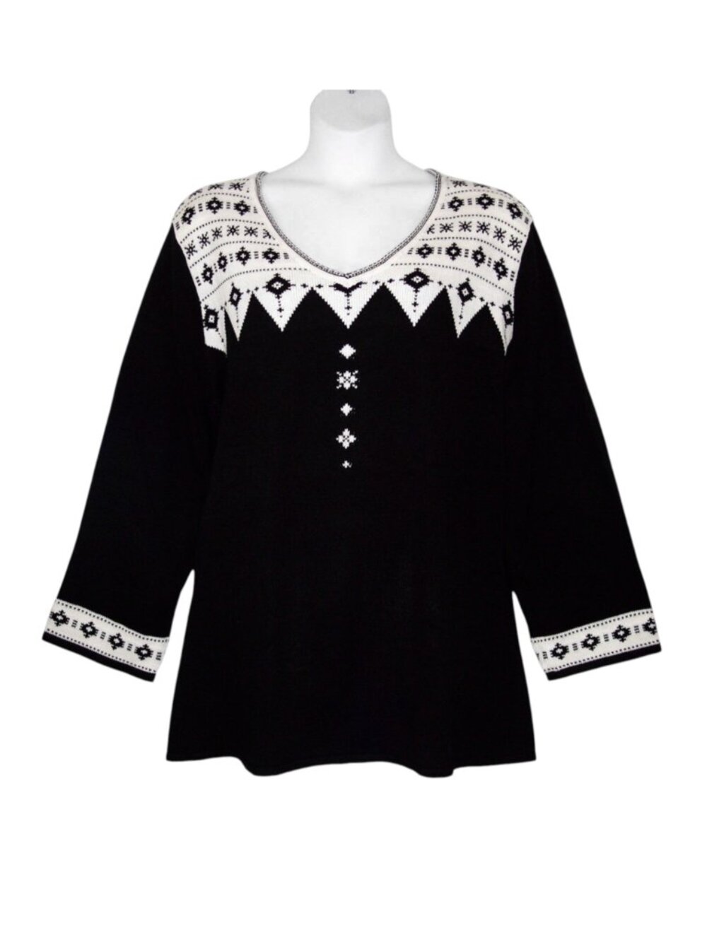 NEW Denim 24/7 4X 34/36 Fondue Sweater Tunic Top Black Women's Plus Size